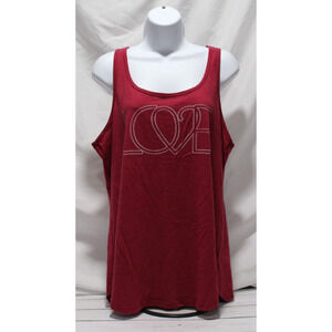 Torrid Women's 0 Burgandy Tank Top "LOVE" Graphic Scoop Neck Racerback Round Hem
